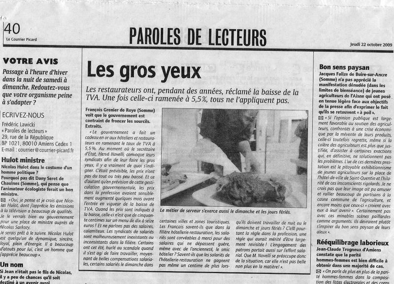 Article FG LES GROS YEUX 22 oct 2009 CP
